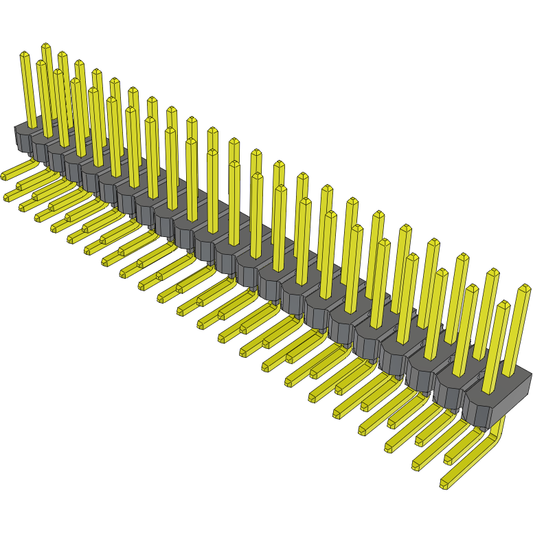 Samtec-TSW-122-25-G-D-RA Connector Headers and PCB Receptacles Conn Unshrouded Header HDR 44 POS 2.54mm Solder RA Side Entry Thru-Hole Bulk