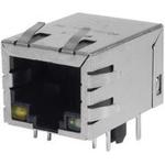 Bel Fuse-P01-0002-01 Steckverbinder, Telefon und Telekommunikation Conn RJ-45 RCP 8 POS 1.27mm Solder RA Thru-Hole 12 Terminal 1 Port