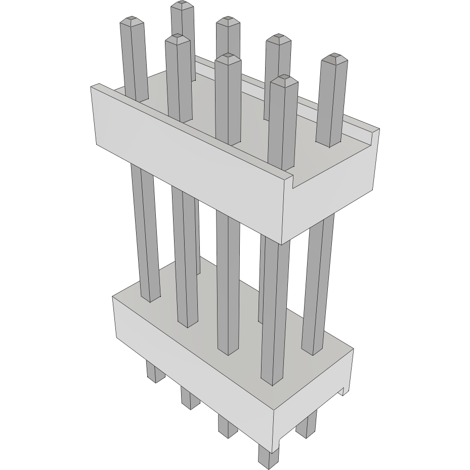 Samtec-HW-04-09-T-D-512-110 Connector Headers and PCB Receptacles Conn Board Stacker HDR 8 POS 2.54mm Solder ST Top Entry Thru-Hole Bulk