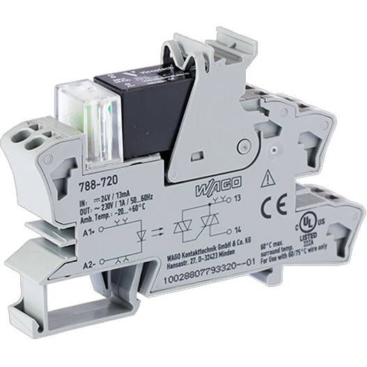 WAGO-788-720 Relais d&rsquo;état solide Relay SSR 7mA 30V DC-IN 1A 240V AC-OUT Box
