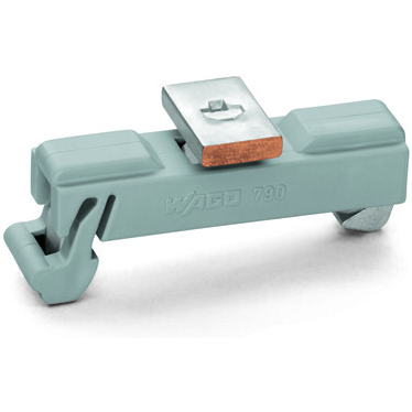 WAGO-790-110 Steckverbinderzubehör Carrier with grounding foot, parallel to carrier rail, 15 mm long, Cu 10 mm x 3