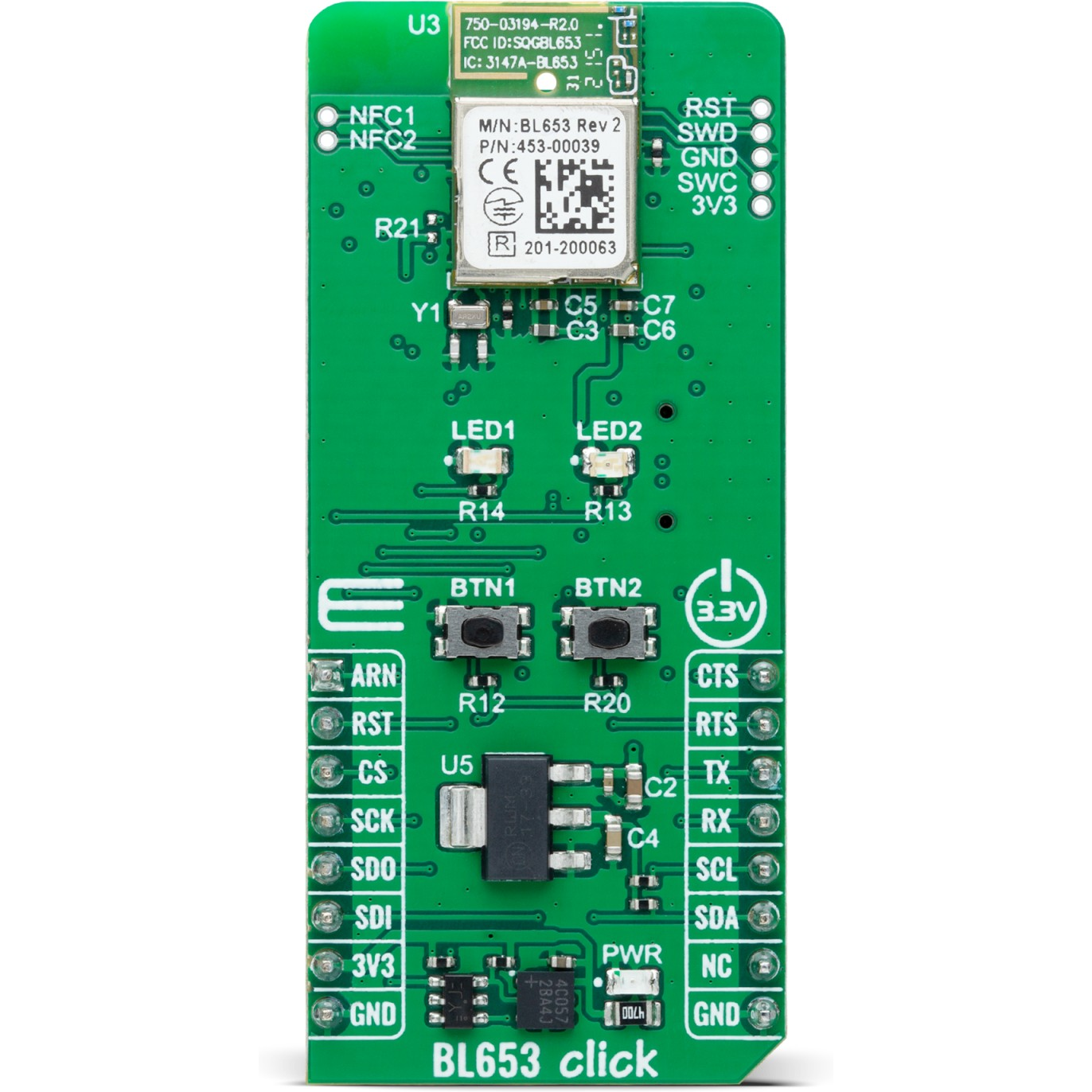 MikroElektronika-MIKROE-6433  BL653 Combo Wireless Module Click Board