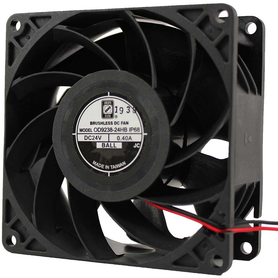 ORION FANS-OD9238-24HHBIP68 Gebläse und Lüfter DC Fan Axial Ball Bearing 24V 15V to 26V 110CFM 58.3dB 92 X 92 X 38mm Super High Speed