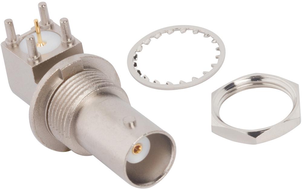 Amphenol RF-031-6121 RF-Steckverbinder Conn BNC 0Hz to 4GHz 50Ohm Solder RA Thru-Hole F Gold