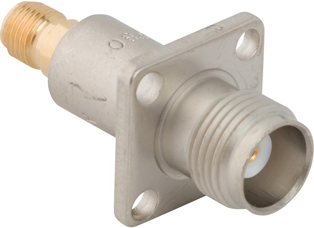 Amphenol RF-901-280 RF-Steckverbinder Conn TNC-SMA Adapter 0Hz to 12.4GHz 50Ohm ST Flange Mount RCP/RCP Gold
