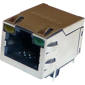 Amphenol Communications Solutions-RJE5918864T1 Steckverbinder, Telefon und Telekommunikation Modular Jack - High Performance, Input Output Connectors 8P8C, CAT6, Shield, With LEDs