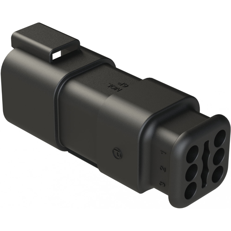 Amphenol-AT04-6P-SR02BLK Einzeladersteckverbinder, Gehäuse Conn Housing RCP 6 POS Crimp ST Cable Mount Black