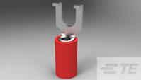 TE Connectivity-8-32498-1 Terminales del conductor Flanged Spade Tongue Terminal 16-22AWG Copper Red 21.08mm Tin Loose