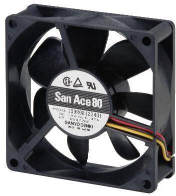 SANYO DENKI-109R0805F4011 Compressori e ventole DC Fan Axial Ball Bearing 5V 4.5V to 5.5V 32.5CFM 26dB 80 X 80 X 25mm Sensor