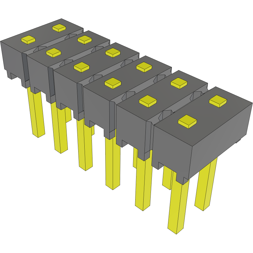 Samtec-MTSW-106-06-G-D-008 Cabezales del conector y receptáculos PCB Conn Unshrouded Header HDR 12 POS 2.54mm Solder ST Top Entry Thru-Hole Bulk