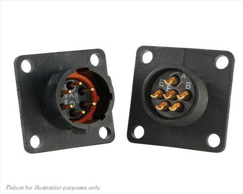 SOURIAU-UTS010E6P Connector Circular Conn Circular PIN 6 POS Solder Cup ST Flange Mount 6 Terminal 1 Port