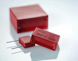 WIMA-MKP4J031004D00KSSD Film del condensatore Cap Film 0.1uF 630V PP 10%( 18 X 7 X 14mm) Radial Plastic Rectangular Can 15mm 105°C Bulk