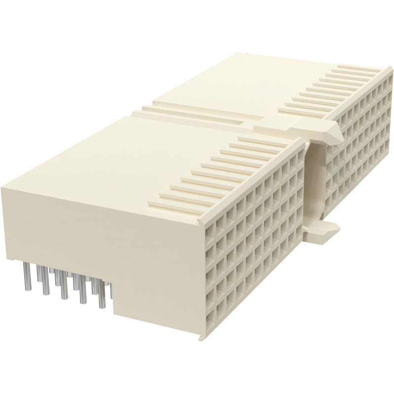 Amphenol Communications Solutions-HM2R01PA5100E9LF Steckverbinder, Mutterplatine Millipacs R/A Receptacles, Backplane Connectors, 2mm Hard Metric Series 5+2 Row Right Angle, Press-Fit, Receptacle, Type A, with shield, with peg and 110 Signal Pins
