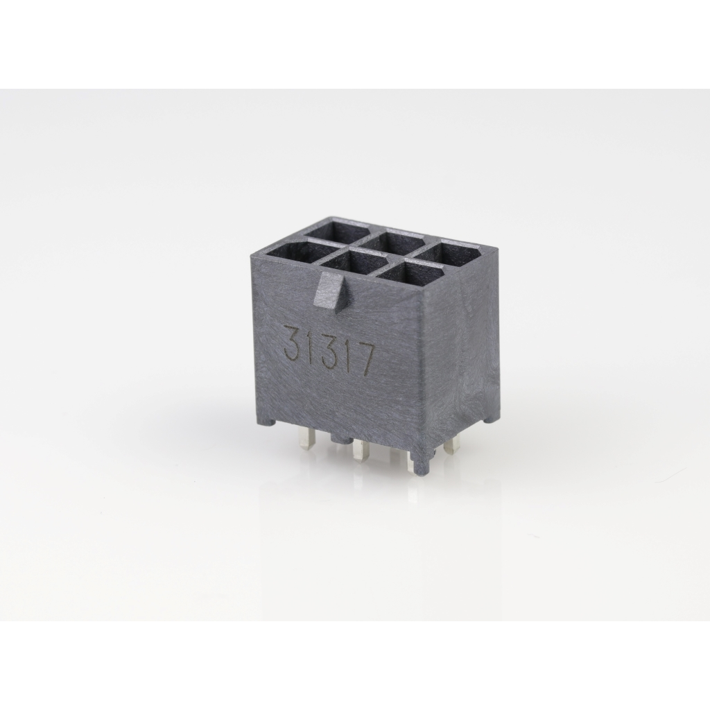 Molex-0768290106 Cabezales del conector y receptáculos PCB Conn Wire to Board HDR 6 POS 5.7mm Solder ST Top Entry Thru-Hole Mega-Fit Tray