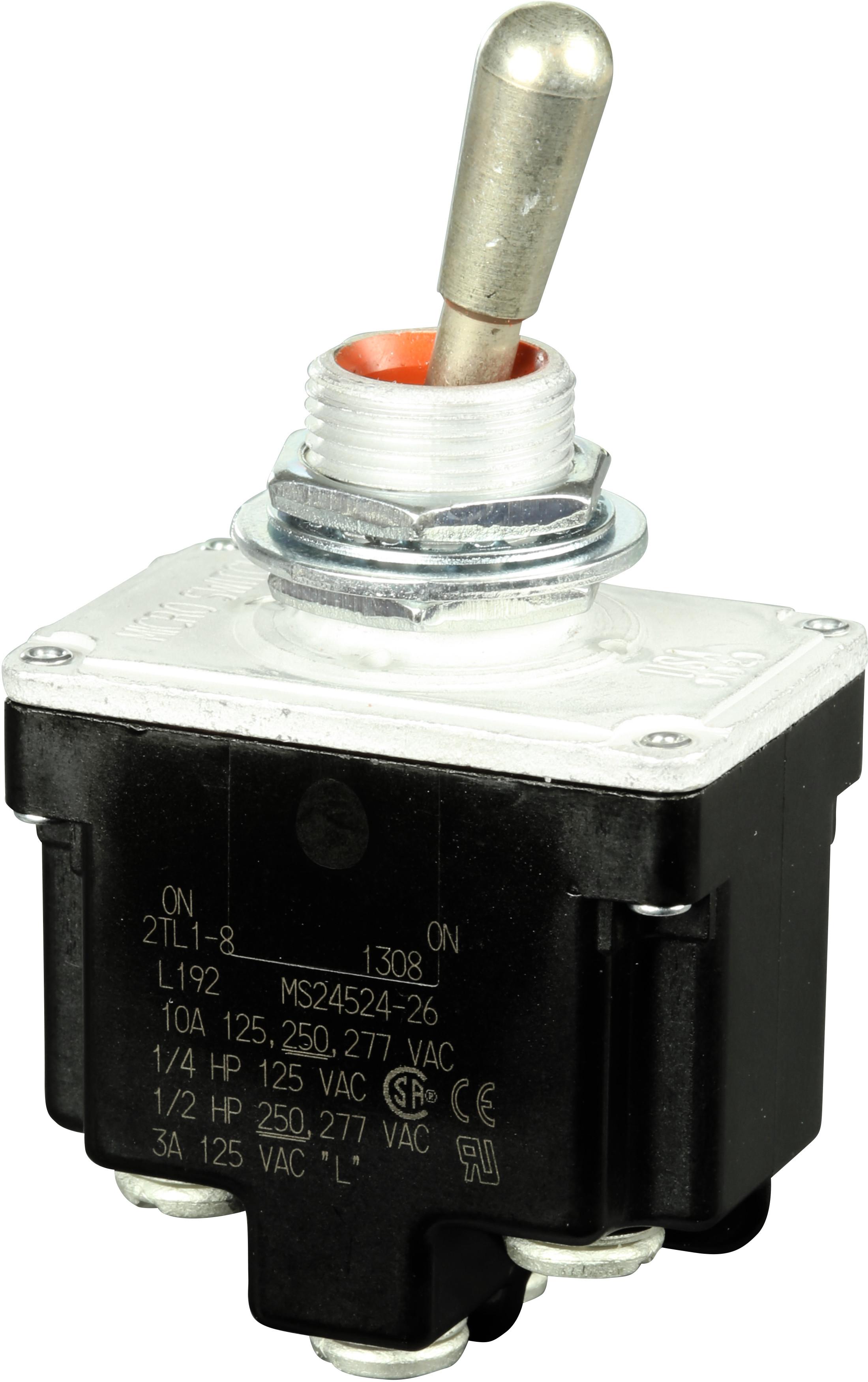 Honeywell-2TL1-8 Basculeur de commutateur Switch Toggle (ON) ON DPDT Round Lever Screw 18A 277VAC 250VDC 372.85VA Panel Mount with Threads