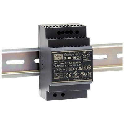 Mean Well Enterprises-HDR-60-24 AC-DC-Spannungsversorgung AC/DC Power Supply Single-OUT 24V 2.5A 60W 6-Pin