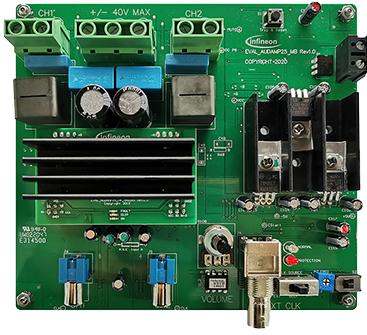 Infineon Technologies AG-EVALAUDAMP25TOBO1 Integrierte Verstärkerschaltung, Entwicklungsplatinen und -kits MA5332 Audio Amplifier Evaluation Board
