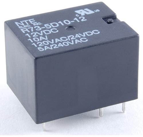 NTE Electronics-R73-5D10-12 Relays Other Electromechanical Relay 12VDC 320Ohm 10A SPDT(22.3x17.3x15)mm THT Sub Miniature PCB Relay