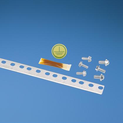 Panduit-RGS13452-10-1 Screws Ten grounding strips 90.90 (2.3m) length .67 (17mm) width .05 (1.27mm) thickness