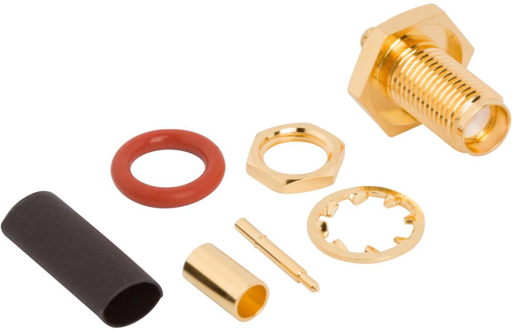 Amphenol RF-132284RP Raccordement FR Conn SMA 0Hz to 12.4GHz 50Ohm Crimp ST Panel Mount RCP Gold