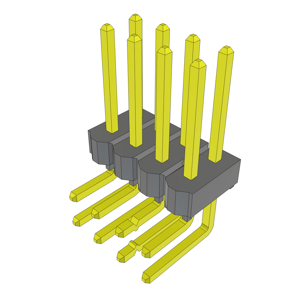 Samtec-TSW-104-25-L-D-LA Connector Headers and PCB Receptacles Conn Unshrouded Header HDR 8 POS 2.54mm Solder RA Side Entry Thru-Hole Bulk