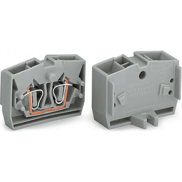 WAGO-264-326 Steckverbinder, Klemmenblöcke Conn Terminal Block 2 POS Clamp Flange Mount 24A CAGE CLAMP® Box