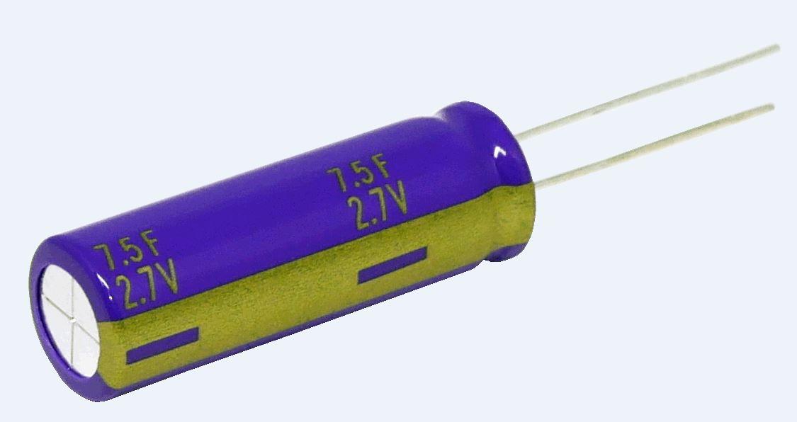Panasonic-EEC-HL0E755 Condensateur électrique double couche - Supercondos Cap Supercap 7.5F 2.7V 20% (10 X 30mm) Radial Aluminum Cylindrical Can 5mm 0.03 Ohm 2000h 70°C Bulk