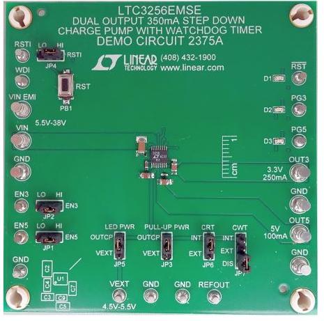 Analog Devices-DC2375A Power Management Development Boards and Kits LTC3256 Demo Board, Dual Output Step-Down Charge Pump Plus LDO, 5.5V ≤ VIN ≤ 38V, VOUT1 = 5V @ 100mA, VOUT2 = 3.3V @ 250mA