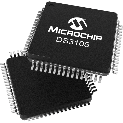 Microchip Technology-DS3105LN2 Générateur d'horloge et synthétiseur Clock Generator 0.002MHz to 156.25MHz-IN 312.5MHz-OUT 64-Pin LQFP Tray