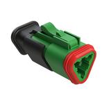 Conn Housing PL 3 POS Crimp ST Cable Mount Green