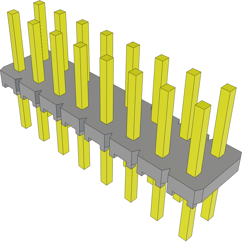 Samtec-MTLW-108-07-LM-D-200 Embases de raccordement et réceptacles PCB Conn Unshrouded Header HDR 16 POS 2.54mm Solder ST Top Entry Thru-Hole Bulk