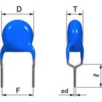 TDK-CD12-E2GA222MYNS Kondensator, keramisch, einlagig Cap Ceramic Single Suppression X1/Y1 0.0022uF 250VAC E 20% (11.5 X 7mm) Radial Disc 10mm 105°C Bulk