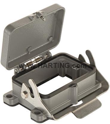 HARTING-09300480337 Schrumpfbalgenadapter Bulkhead Mount Housing 180° 48B Shell Size Powder Die Cast Aluminum Single Lock