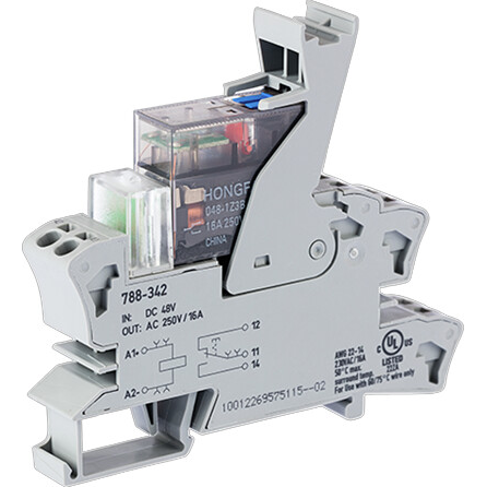 WAGO-788-342 继电器其他 Relay Module, Nominal input voltage 48 VDC, 1 changeover Contact, Limiting continuous current 16 A, with manual operation, Red indicator, Module width 15 mm