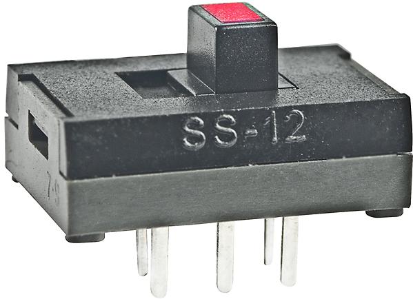 NKK Switches-SS12SDP2LC Interruttore a slitta Switch Slide ON None ON SPDT Top Slide 0.1A 30VDC 10000Cycles PC Pins Thru-Hole