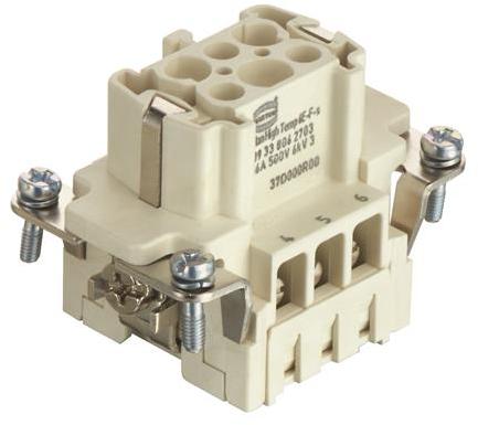 HARTING-09338062703 Steckverbinder, rechteckig Conn Rectangular F 6 POS Screw ST Panel Mount