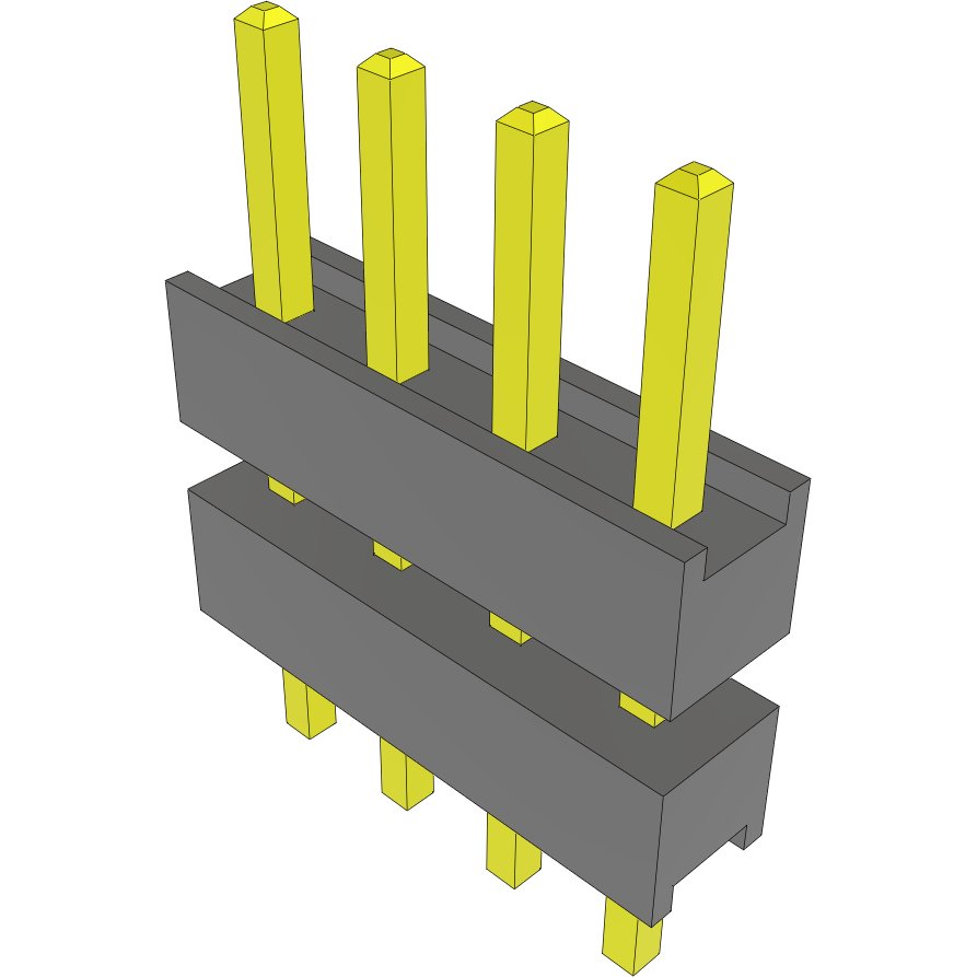 Samtec-DW-04-08-T-S-252 Embases de raccordement et réceptacles PCB Conn Board Stacker HDR 4 POS 2.54mm Solder ST Top Entry Thru-Hole Bulk