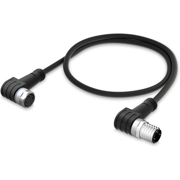 WAGO-756-5204/030-010 Assemblaggio cavo Altro Sensor/Actuator Cable, fitted on both ends, 3-Pole, M8 Socket, Angled, M8 Plug, Angled, 1 m