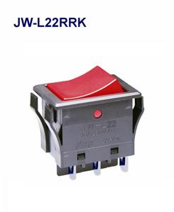 NKK Switches-JW-L22RRK Bascule de commutateur Switch Rocker ON None ON DPDT Quick Connect/Solder Lug Curved Rocker 16A 250VAC 72VDC 25000Cycles
