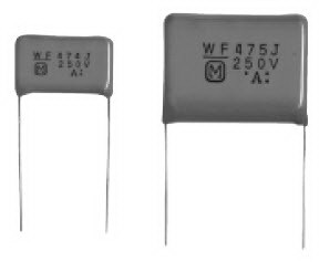 Panasonic-ECW-F4105JB Kondensator, Kunststofffilm Cap Film 1uF 400V PP 5%( 28 X 15 X 22mm) Radial 25mm 105°C Bulk