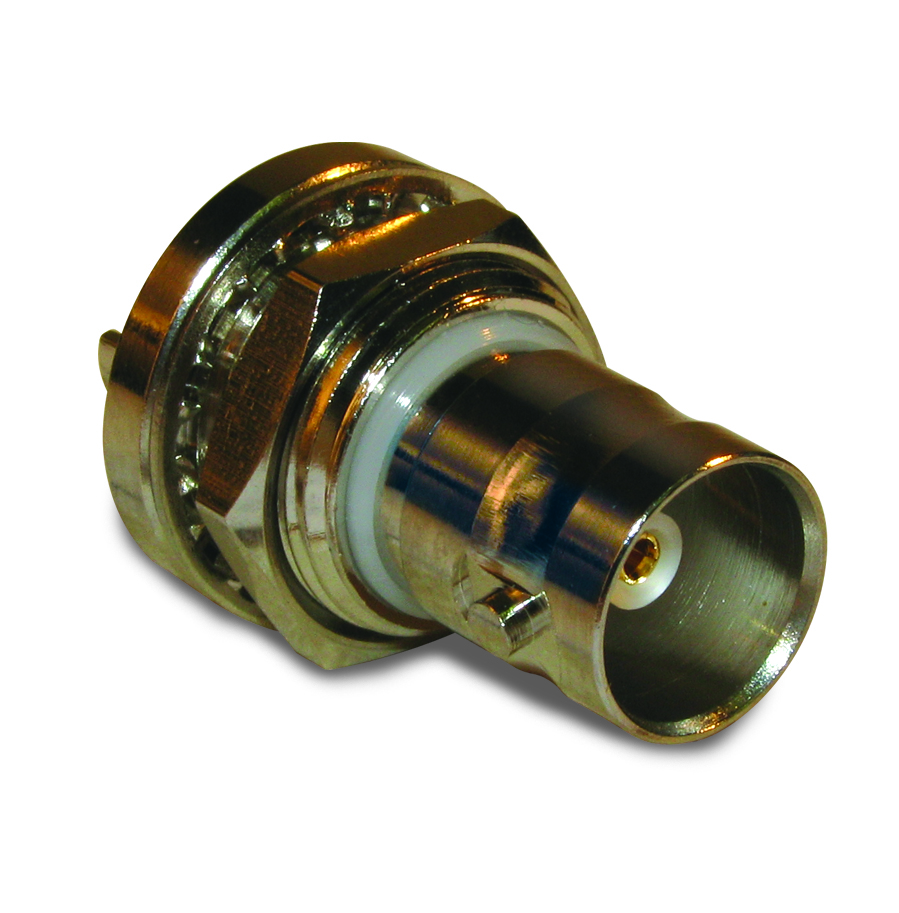 Amphenol RF-112624 RF-Steckverbinder Conn BNC 0Hz to 4GHz 50Ohm Solder Cup ST Panel Mount RCP Gold Tray