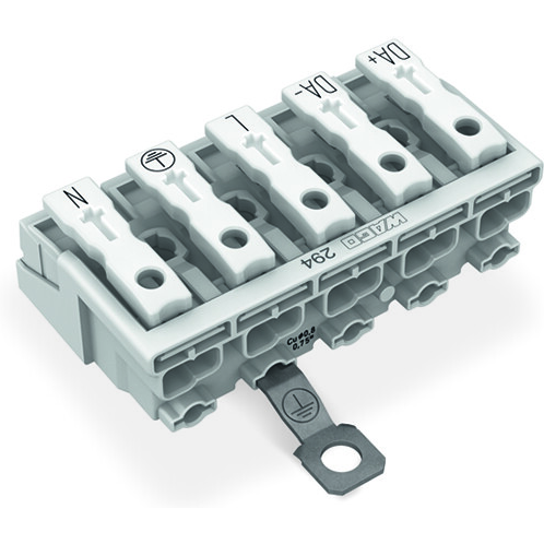 WAGO-294-5435 Raccordement d'alimentation Conn Power 5Power/1Ground POS Spring Clamp ST Cable Mount 1 Port Bag