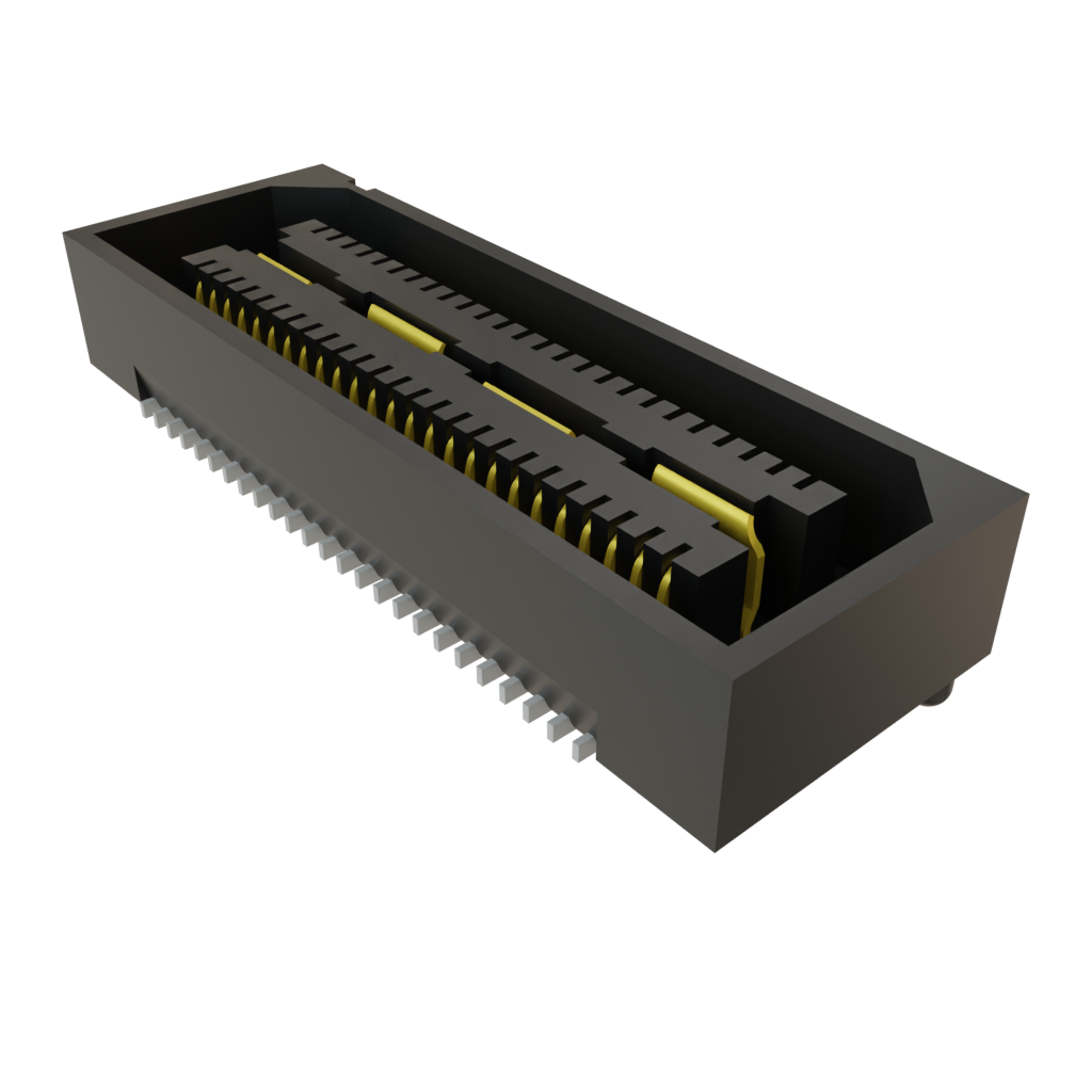 Samtec-QTS-025-01-L-D-RA Connector Headers and PCB Receptacles Conn Micro High Speed Terminal Strip HDR 50 POS 2.03mm/0.635mm Solder RA Side Entry SMD/Thru-Hole Tray