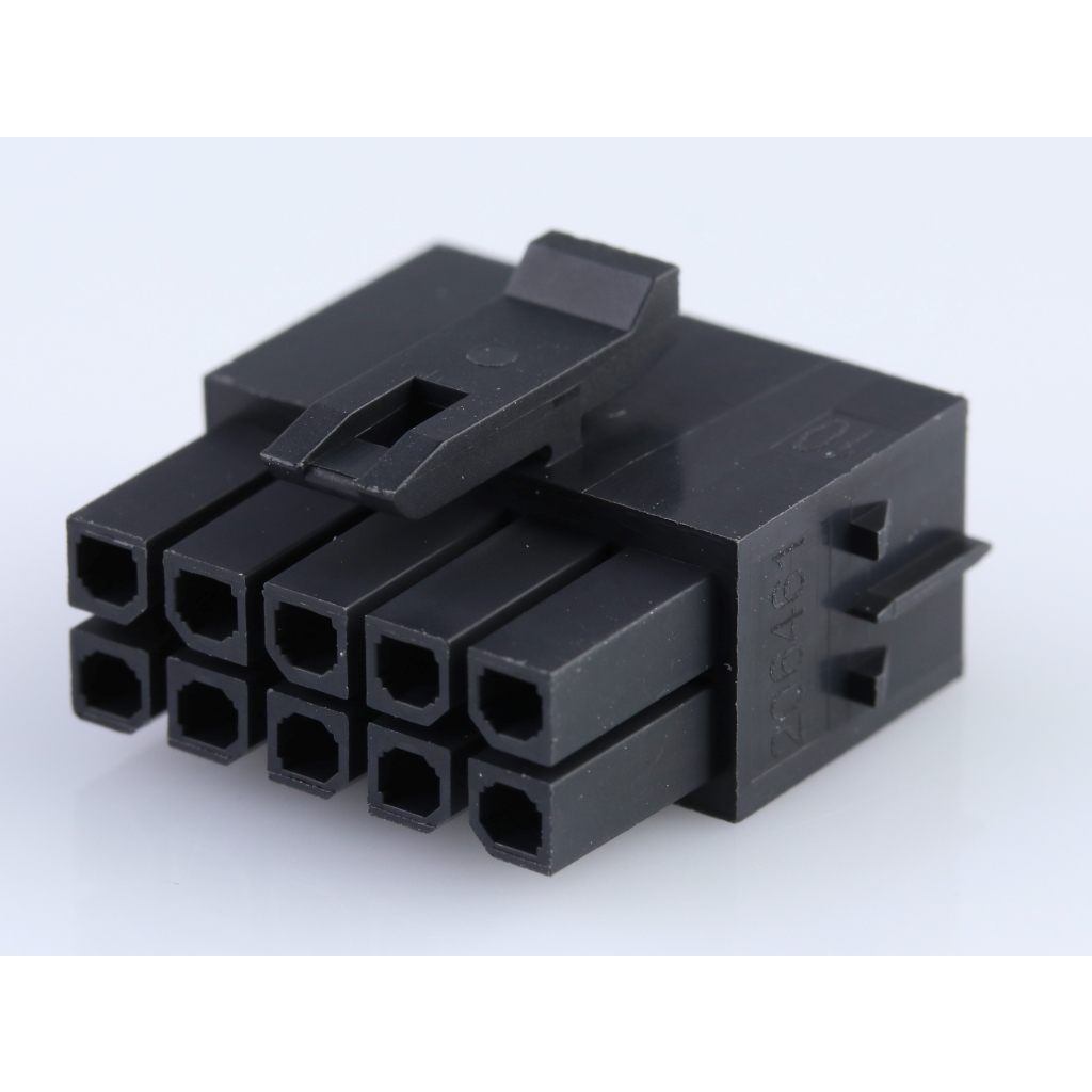 Molex-2064611000 Einzeladersteckverbinder, Gehäuse Conn Housing RCP 10 POS 3mm Crimp ST Cable Mount Black Micro-Fit+ Bag