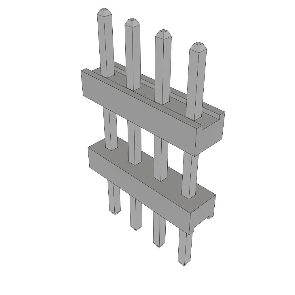 Samtec-TW-04-03-T-S-255-150 Connector Headers and PCB Receptacles Conn Board Stacker HDR 4 POS 2mm Solder ST Top Entry Thru-Hole Bulk