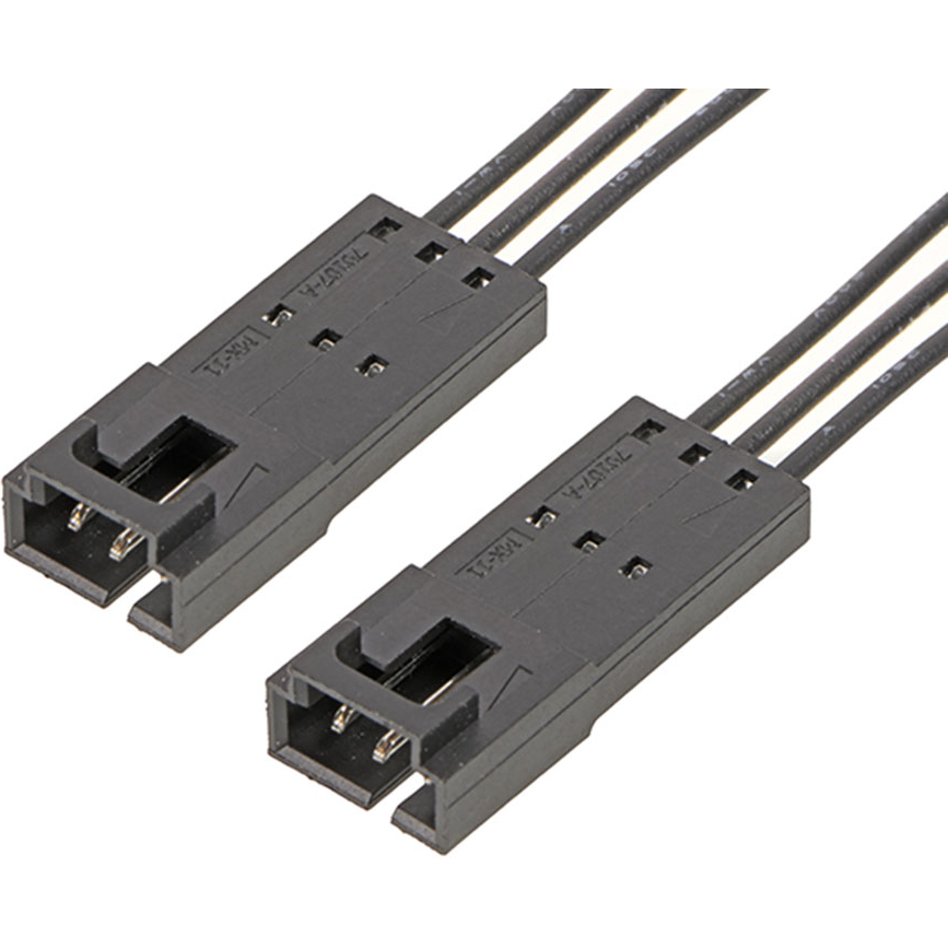 Molex-2162721031 Montajes de cables, otros Cable Assembly UL 11028 0.1m 22AWG Wire to Board to Wire to Board 3 to 3 POS M-M Crimp-Crimp Bag