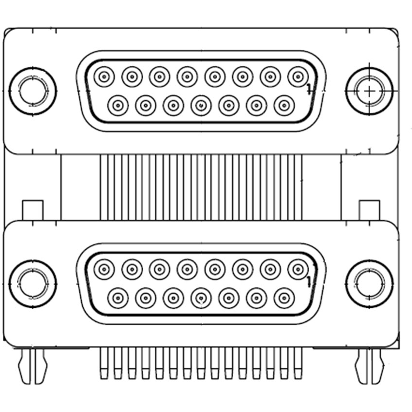 Molex-1731140106 Steckverbinder, D-Sub Conn D-Sub SKT 9/9 POS 1.27mm Solder RA Thru-Hole 18 Terminal 2 Port FCT Products Carton