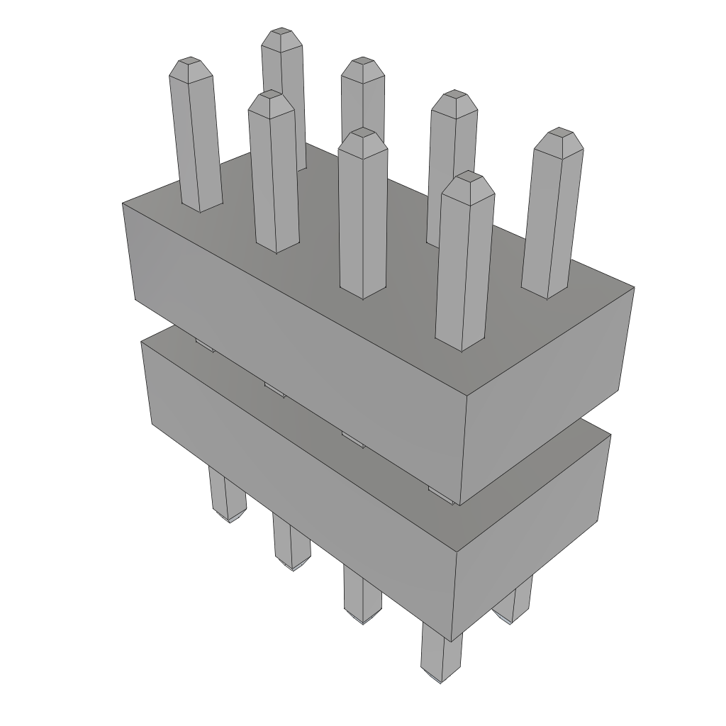 Samtec-TW-04-11-T-D-195-100 Connector Headers and PCB Receptacles Conn Board Stacker HDR 8 POS 2mm Solder ST Top Entry Thru-Hole Bulk