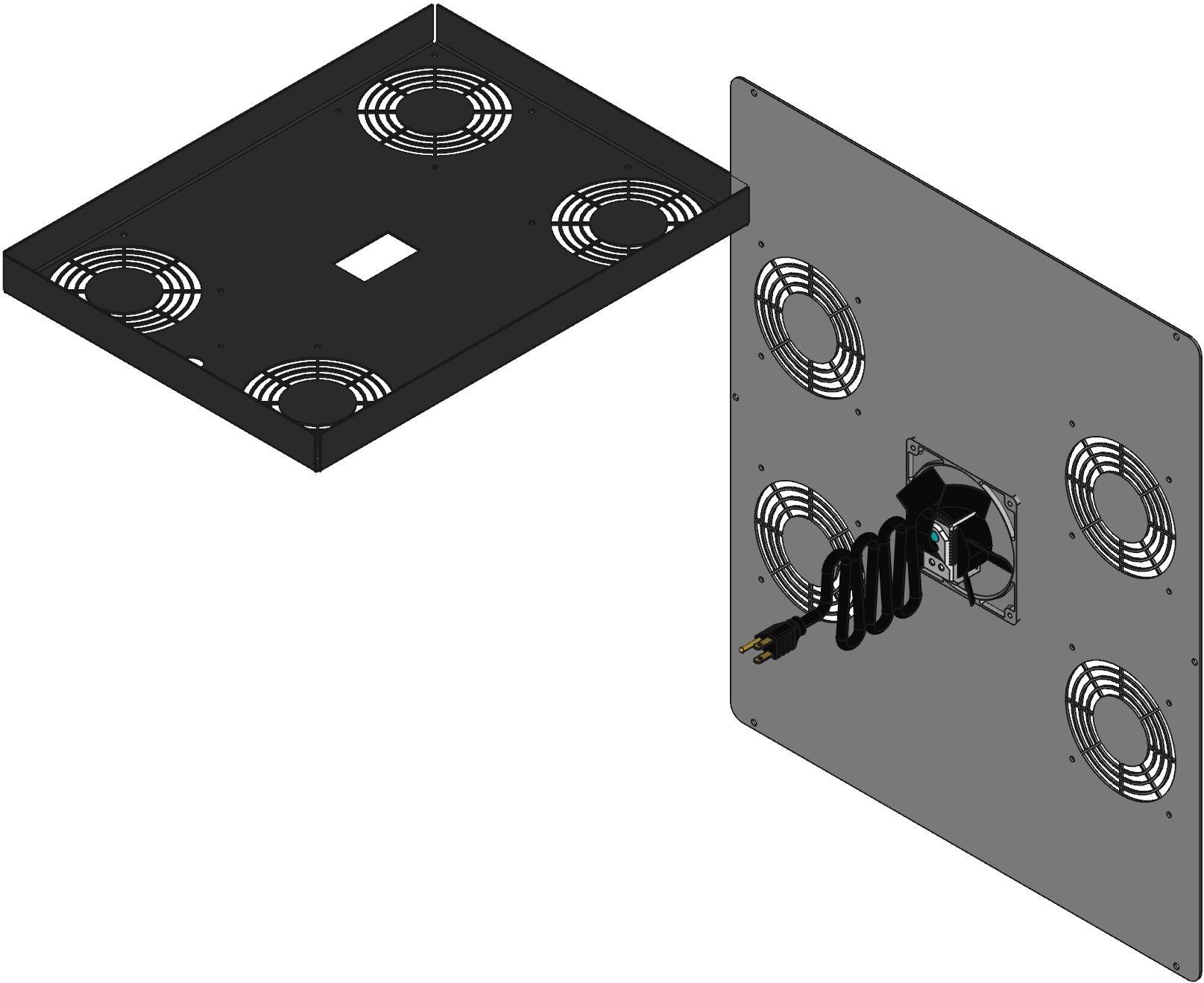 Hammond Manufacturing-C2T1931F4TBK1 null Black Steel Cabinet Fan Tops With Pre-Wired Ten (10) Inch