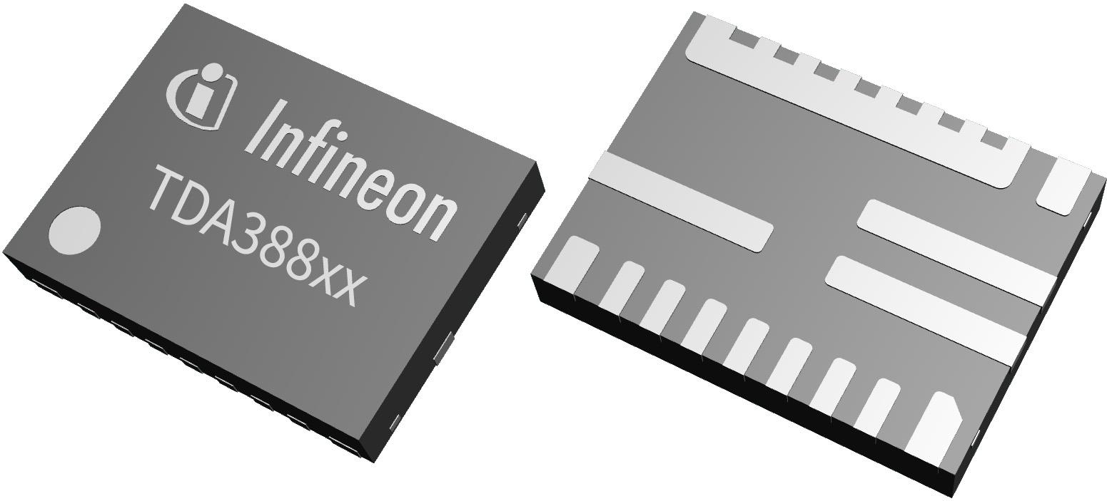 Infineon Technologies AG-TDA38812XUMA1 Convertidor CC a CC y chip del regulador de conmutación Conv DC-DC 2.7V to 16V Synchronous Step Down Single-Out 0.6V to 5.5V 12A 21-Pin QFN T/R
